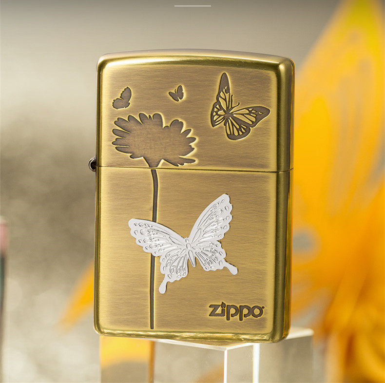 正品zippo打火机美国芝宝正版纯铜蝴蝶zippo