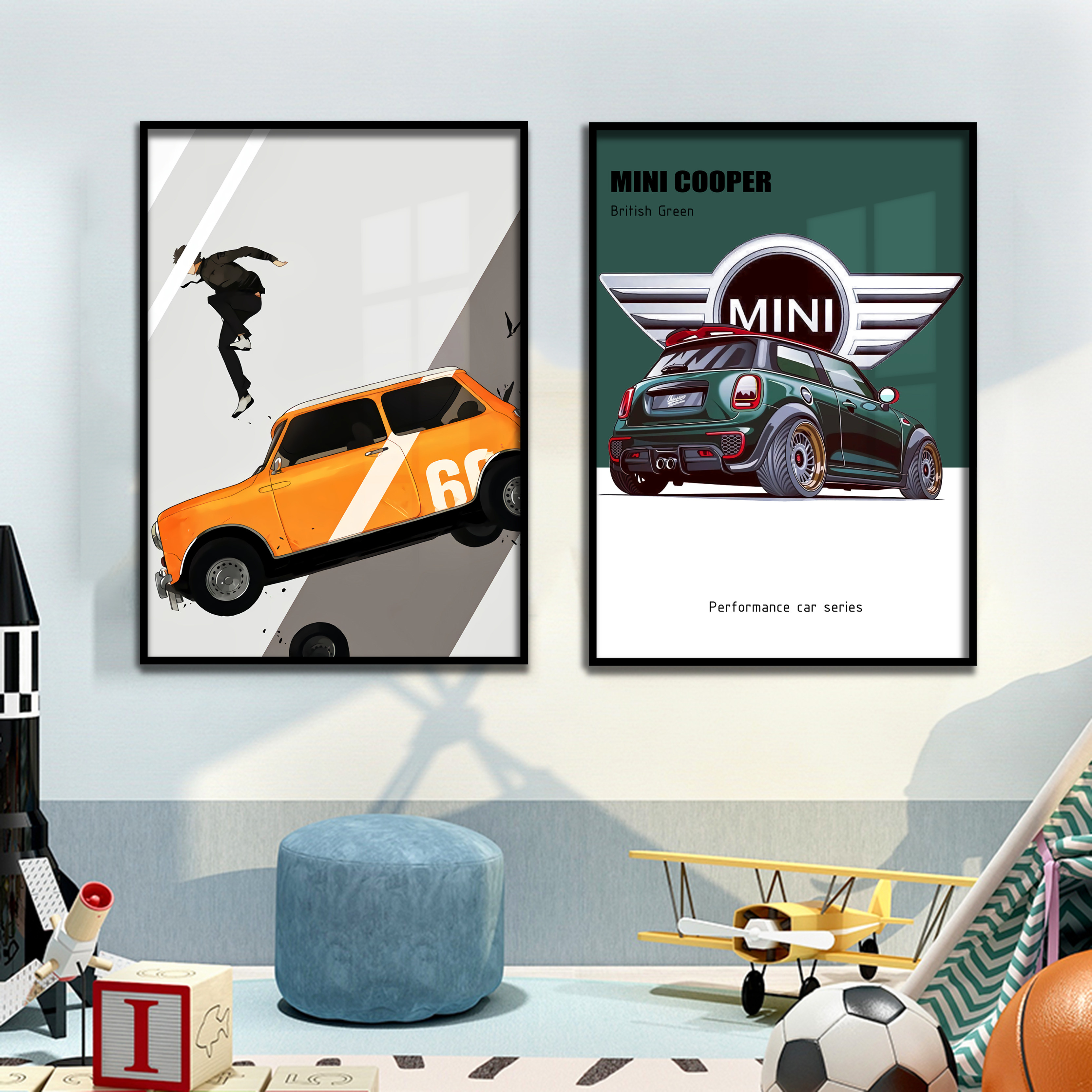 宝马mini汽车挂画迷你cooper海报改装4s壁画现代装饰画