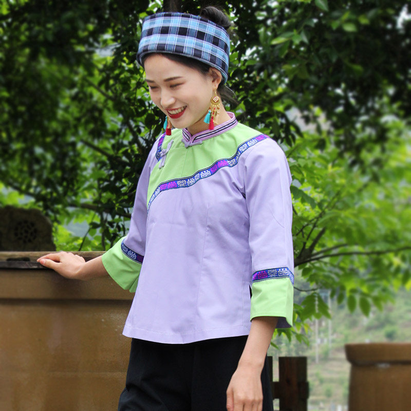 布衣服装民族风女装上衣唐装贵州少数民族修身盘扣两民族服装