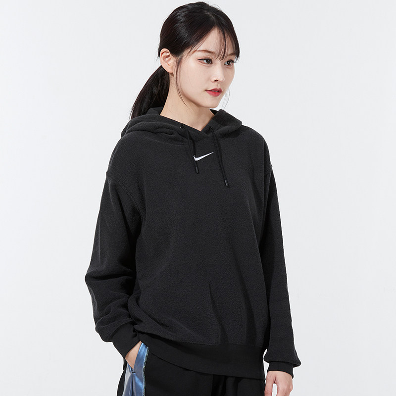 nike耐克卫衣女装2021冬季新款连帽加绒保暖运动套头衫dd5119010