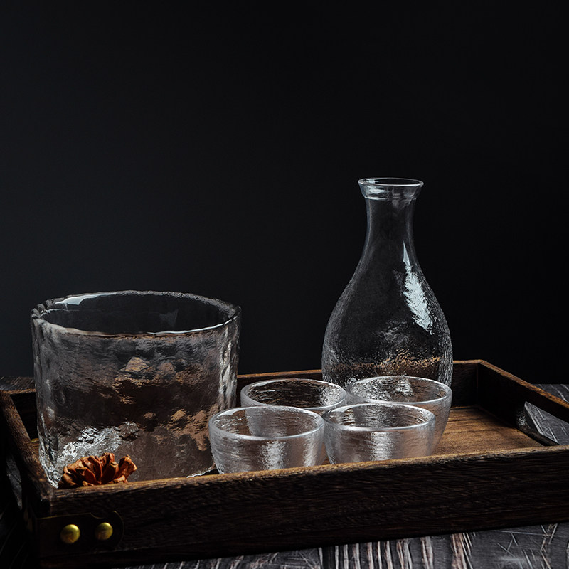 小酒杯子酒杯日式玻璃锤纹酒壶鹰嘴一口小梅酒杯