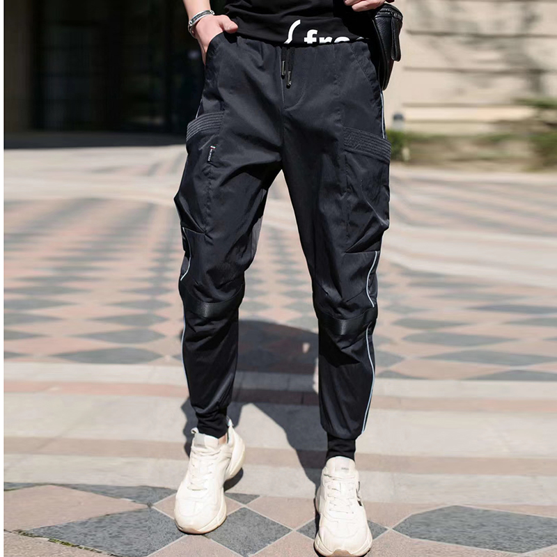 夏季新款韩版时尚束脚宽松哈伦裤男士修身小脚休闲工装裤潮