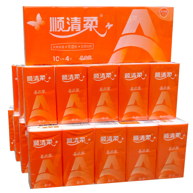 东顺顺清柔喜庆面巾纸手帕卫生卫生纸纸巾餐巾纸8条手帕纸