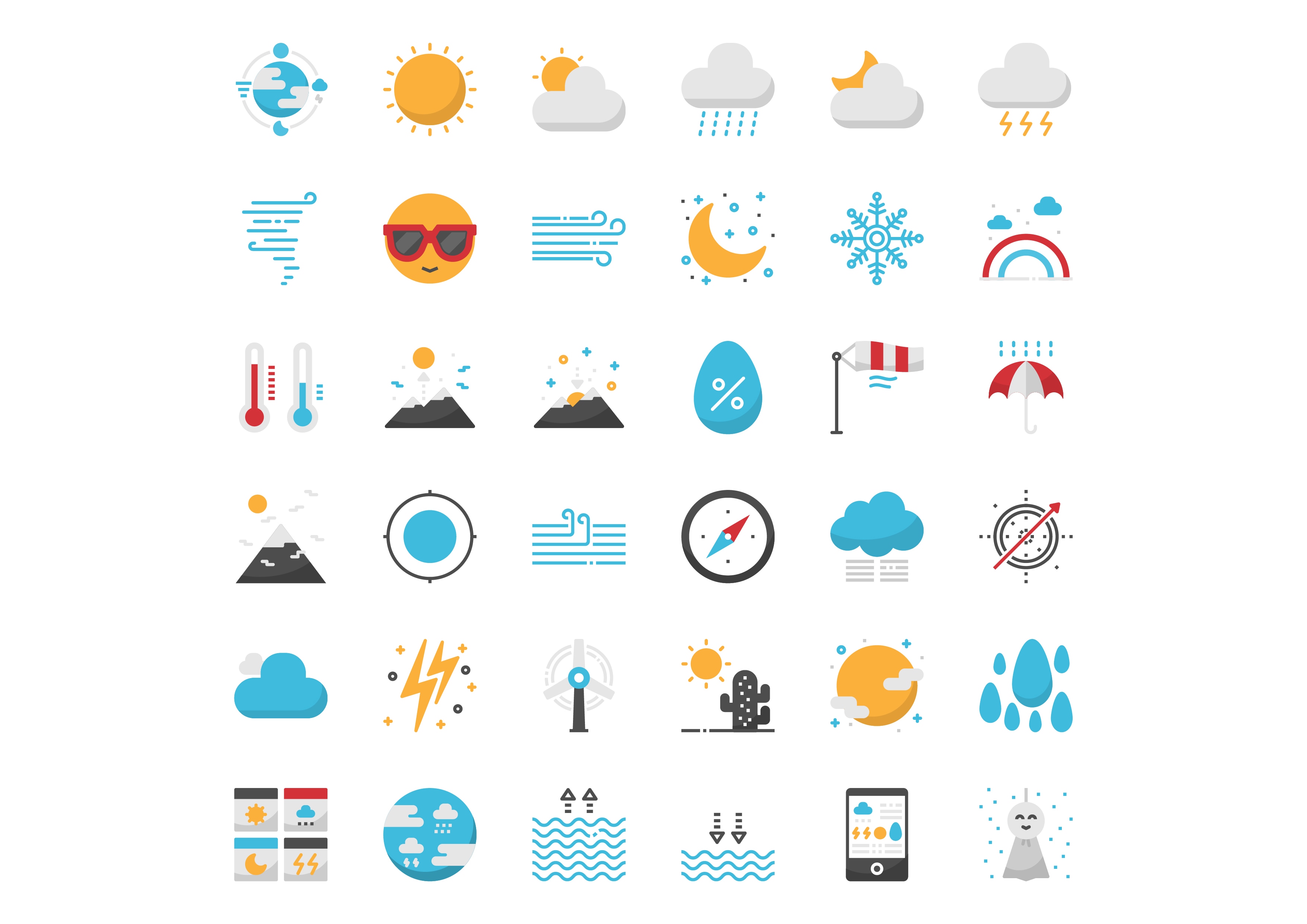 简约线性天气预报图标图案icon集合ai矢量png设计素材