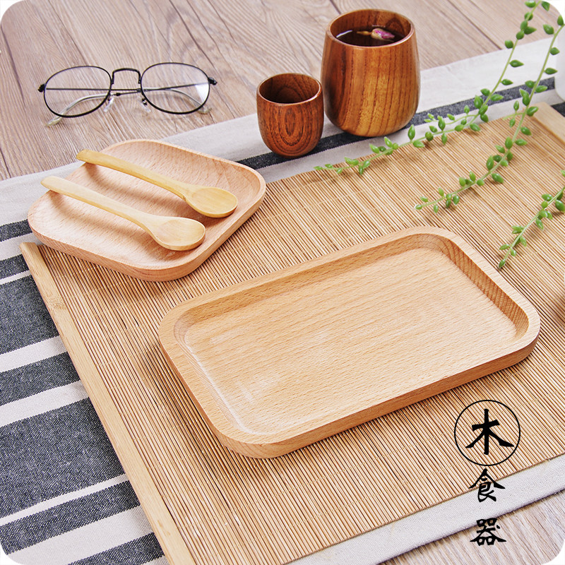 日式长方形木质托盘创意家用木盘木制碟子点心碟早餐水果盘零食盘