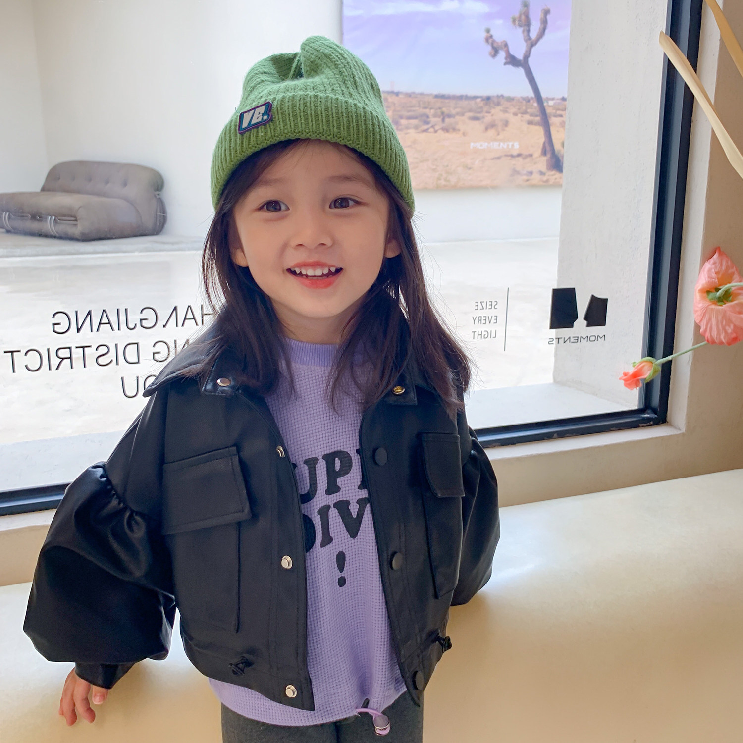 2022秋款女童皮衣网红宝宝洋气时髦外套韩版夹克