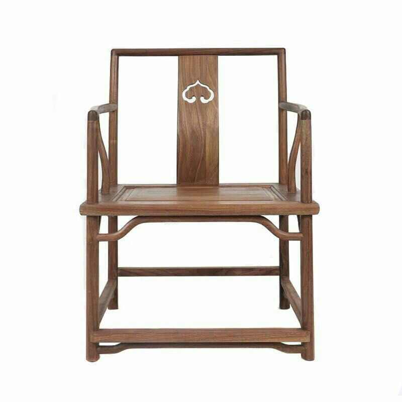 老榆木免漆实木圈椅明式简约原木太师椅禅意官帽椅复古新中式椅子