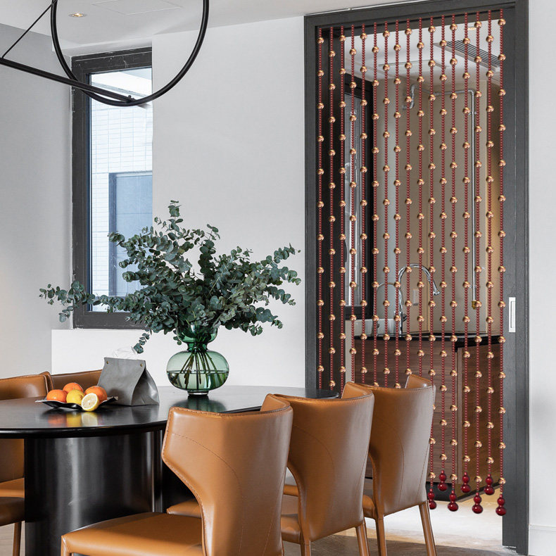 桃木门帘水晶珠帘客厅餐厅隔断装饰帘子卧室珠帘