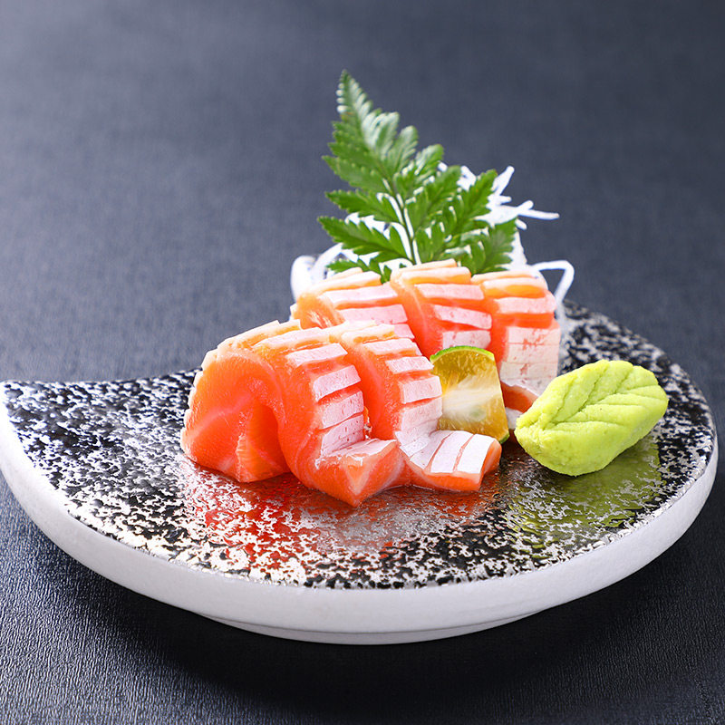 新西兰进口帝王鲑鱼冰鲜三文鱼高脂鱼腩送芥末酱油三文鱼