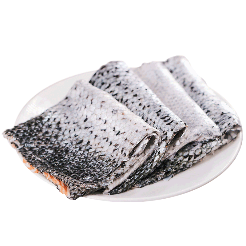 鲜有汇聚三文鱼鱼皮500g煎炸可做宠物食品深海海鱼三文鱼