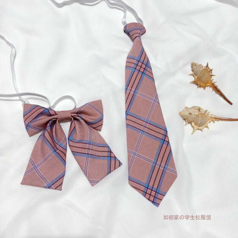 学生jk制服粉色格子短款领带韩版水手校服领带