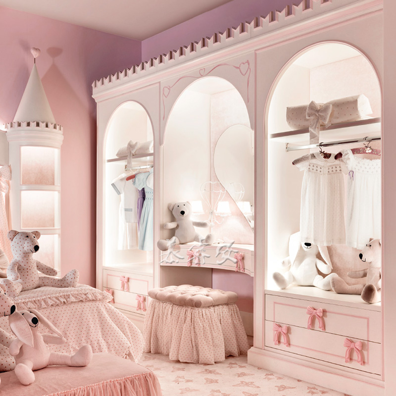 衣柜欧式实木多功能组合储物柜化妆女孩公主衣橱卧室衣柜