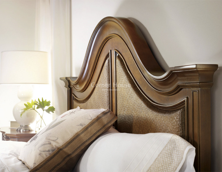 corner欧式双人古典新古典木床house实木竹编深棕色实木床