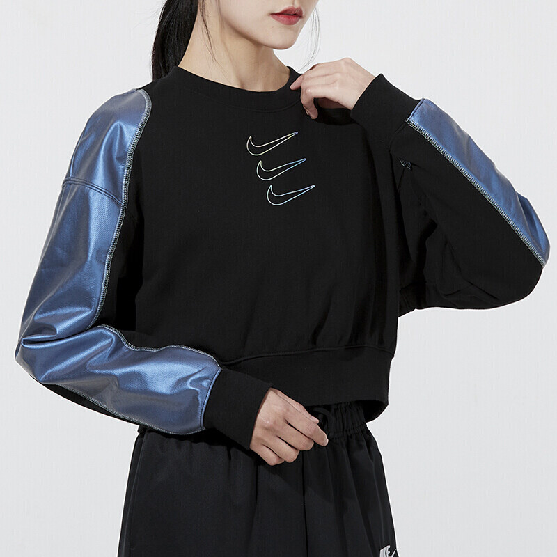 nike耐克卫衣女2021冬季新款运动服短款露脐三钩运动卫衣