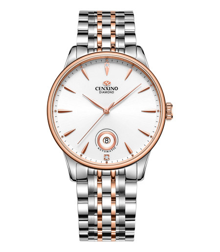 新款正品cenxino卡斯诺机械表真钻男时尚情侣腕表9014女表国产腕表