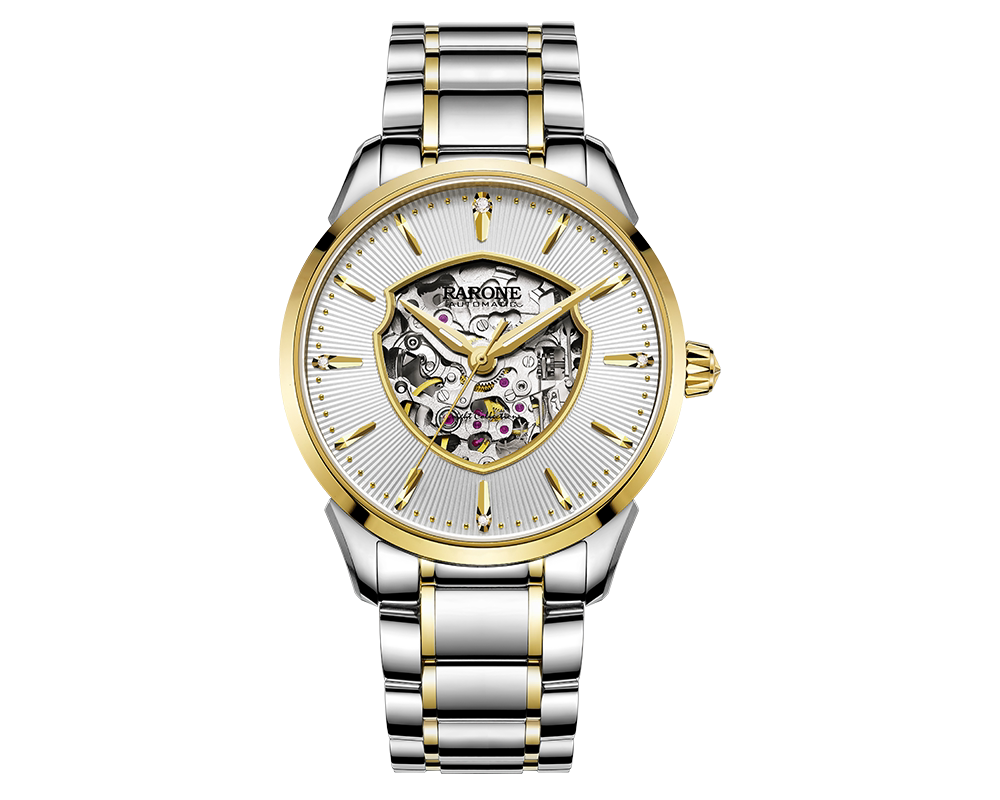 新款rarone雷诺手表时尚骑士之盾886028防水钢带国产腕表