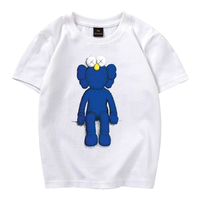 芝麻街体恤衣服半袖亲子宝宝亲宝宝白色童装纯棉t恤