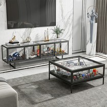 Multi-functional transparent display tea table of model coffee table for containing clamshell small household type tempered glass tea table model