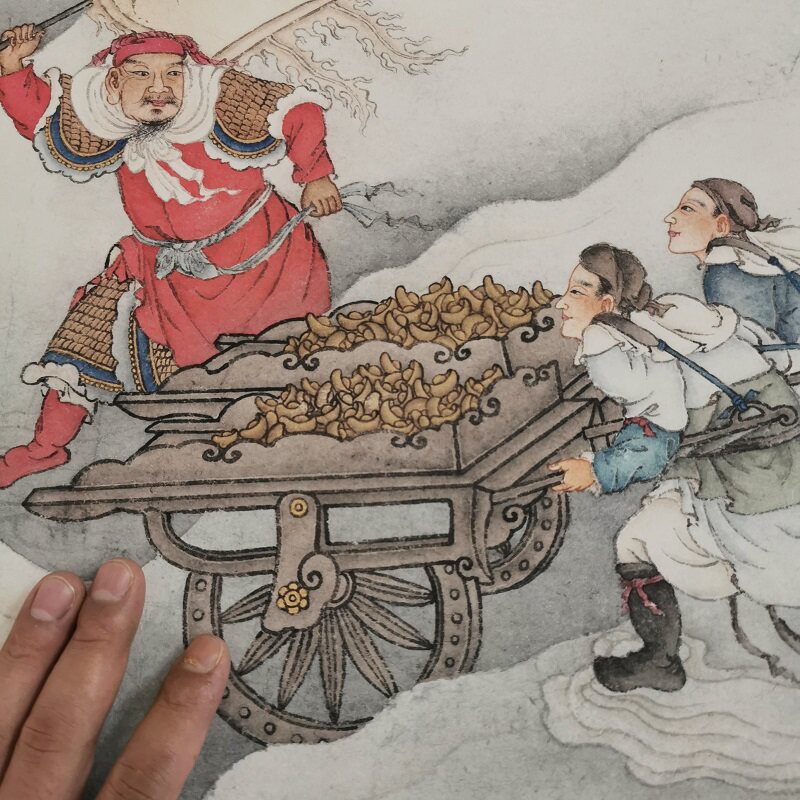 夏荆山五路财神神图复古书画竖版国画真迹微喷国画