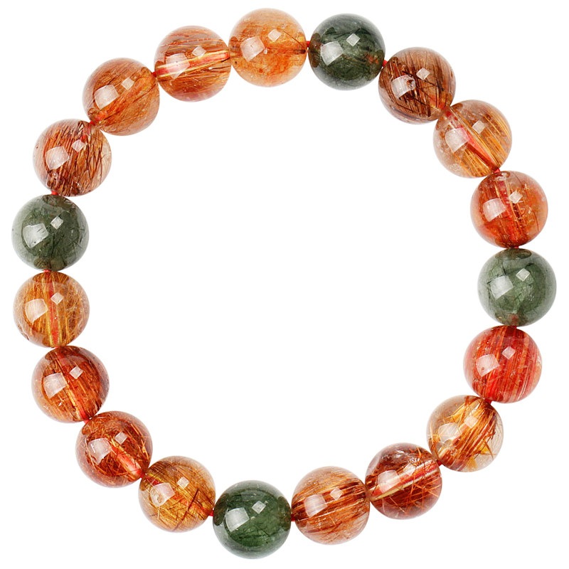 晶立方天然彩发晶手链福禄寿彩色水晶送长辈饰品礼物男女单圈手串