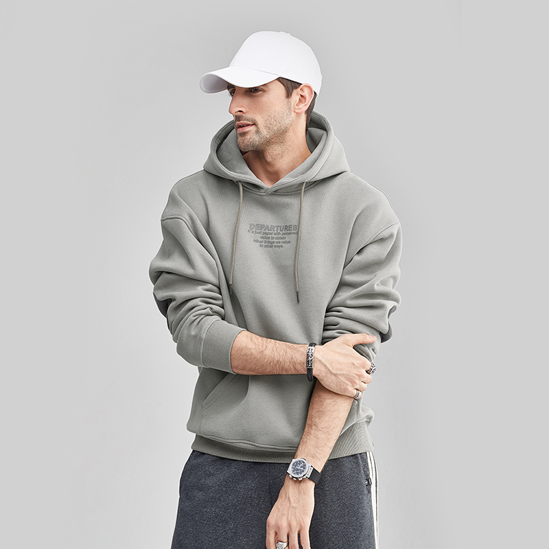 加绒卫衣男士连帽2021冬季新款加厚潮流印花套头帽衫休闲秋冬外套