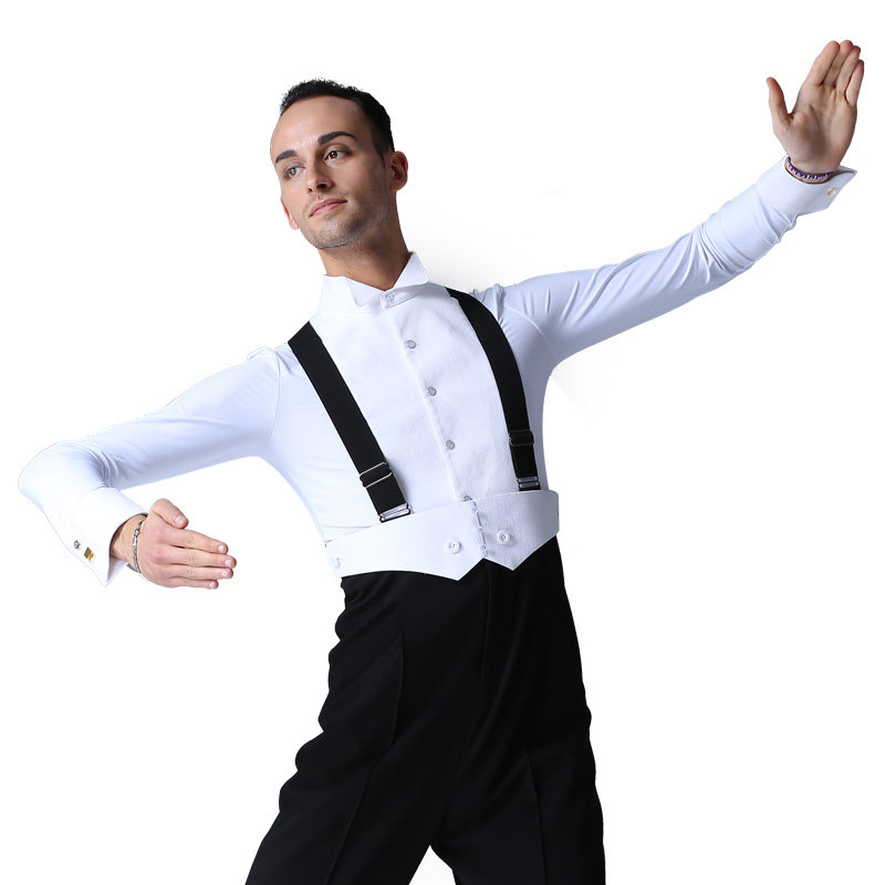 纳艺国标舞摩登舞男士练习比赛衬衫连体衬衫拉丁舞服练习比赛服