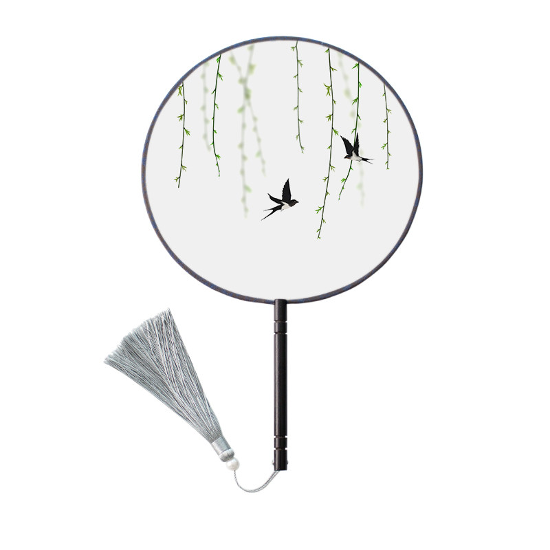 团扇扇子半透明水墨复古故宫宫廷扇圆扇古装汉服扇子