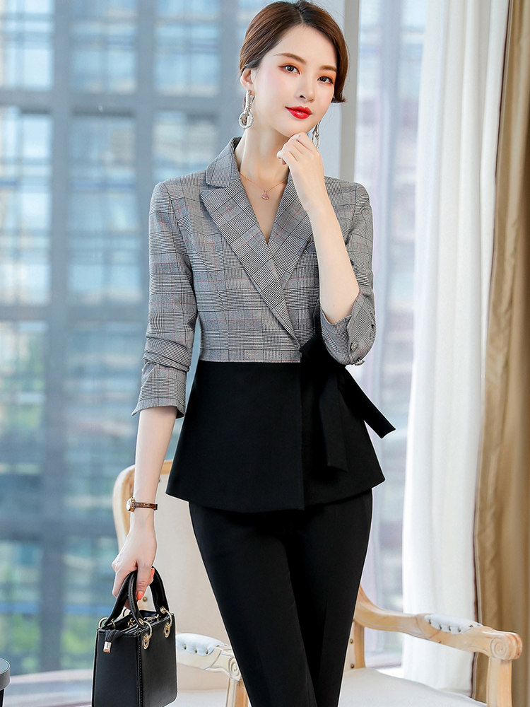 职业装女春秋季小西西装职业套装时尚高端西服正装职业女裤套装