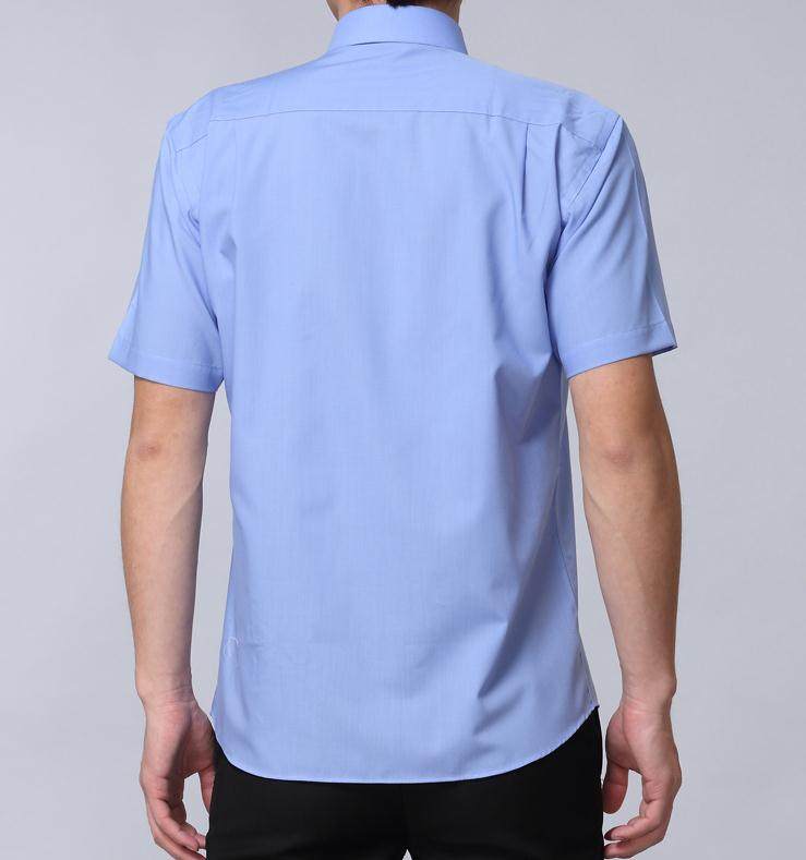 蓝领衬衫半袖男女同款士短袖衬衣商务修身正装衬衫