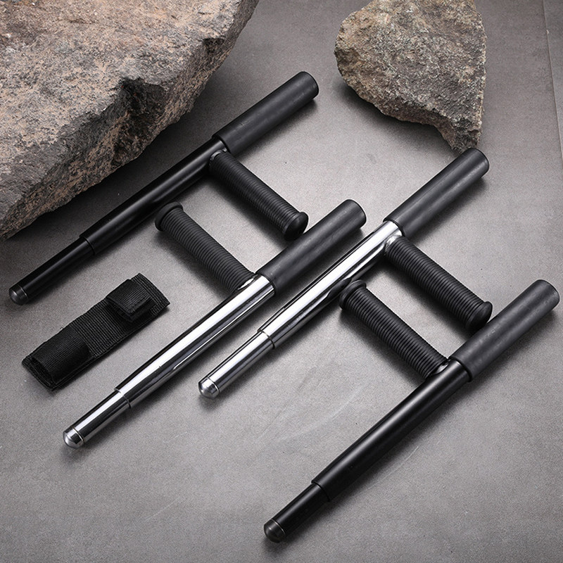 伸缩武术型棍拐棍丁字拐杖合金钢字棍防身器材t型棍