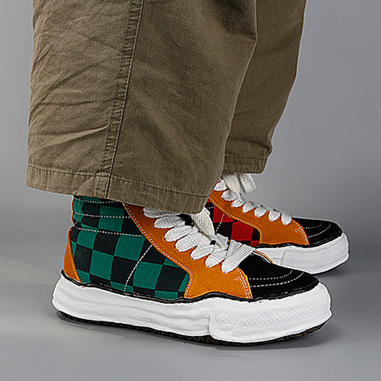 三原康裕高帮格子溶解mmy厚底增高变形棋盘格高帮鞋