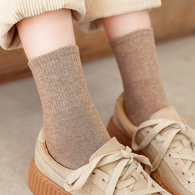 袜子女中筒袜纯棉秋冬季日系打底短袜韩版学院风复古秋天百搭短筒