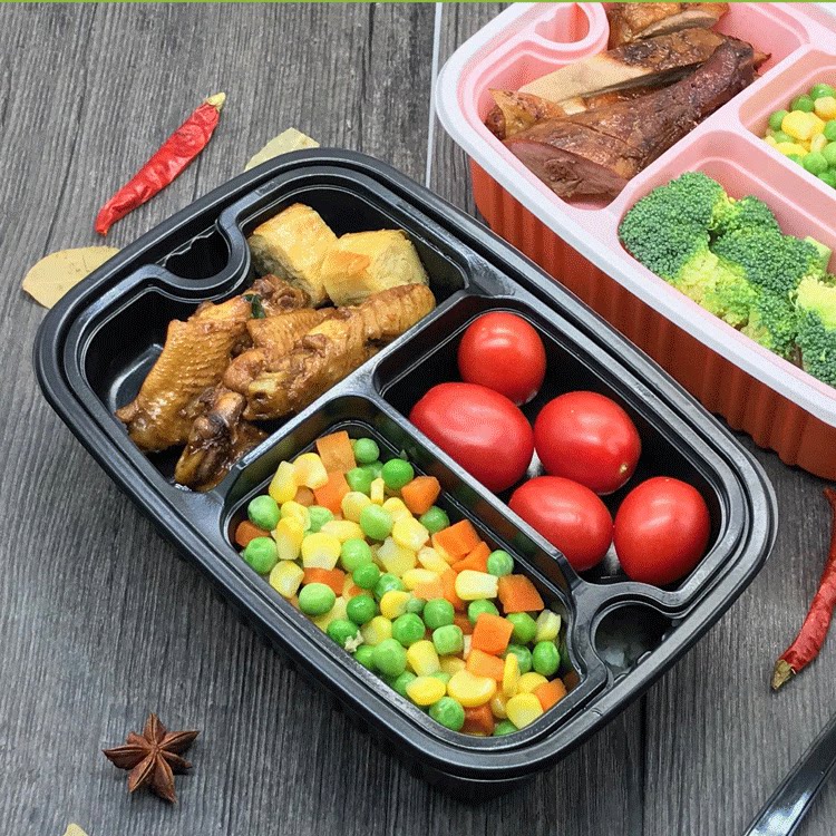 一次性快餐盒双层便当盒长方形两层饭盒分格外卖打包盒商务套餐盒