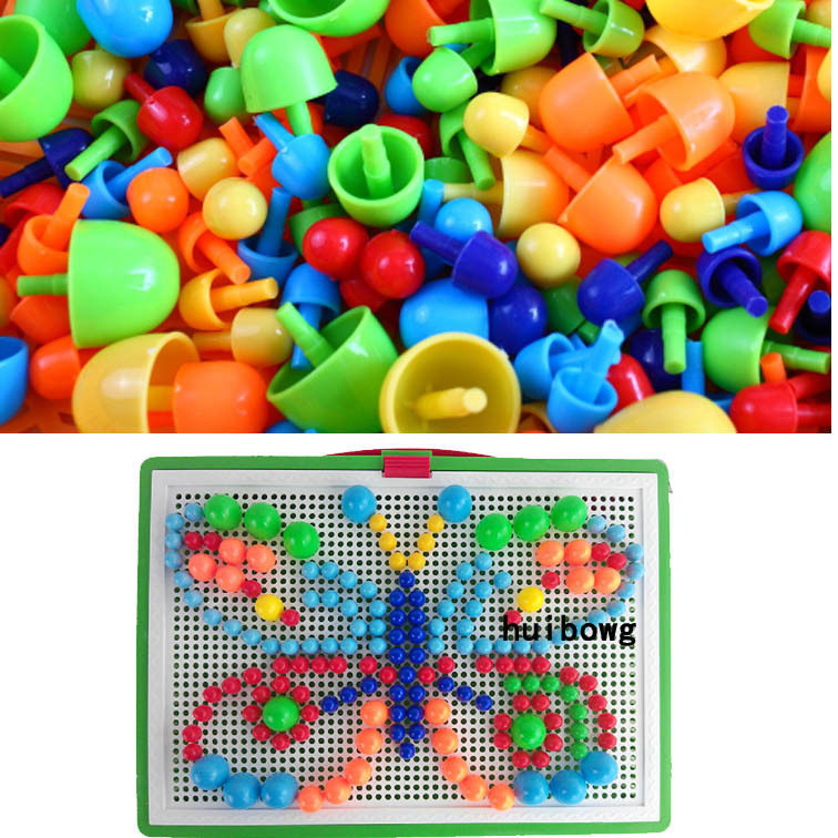 儿童玩具拼插积木早教益智蘑菇钉拼图3-4-5-6周岁男女孩宝宝礼物