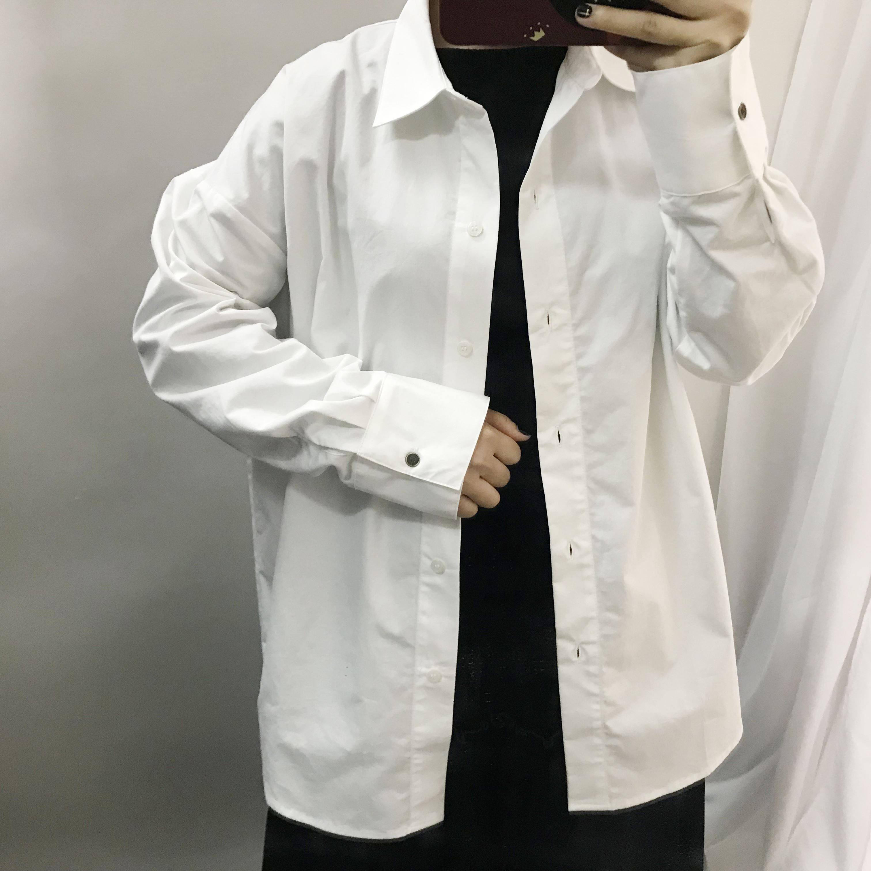 20ss外搭休闲百搭衬衫白衬衫搭配万能精梳一件衬衫