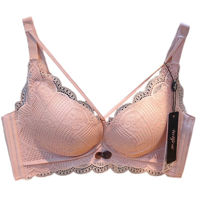 蕾丝花胸罩舒适青年聚拢纯色花边蕾丝钢圈中厚文胸