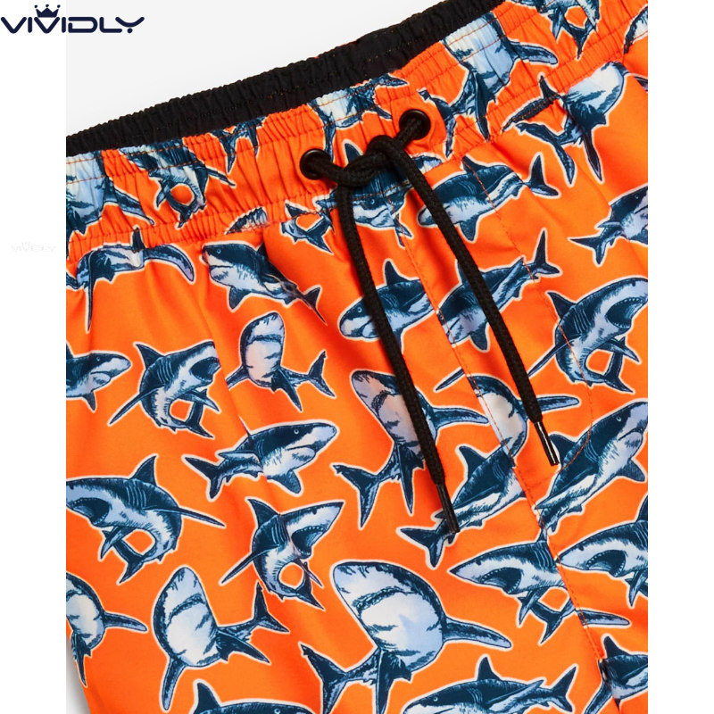 现货next儿童速干沙滩裤泳裤2022夏橙色鲨鱼男童游泳短裤316岁