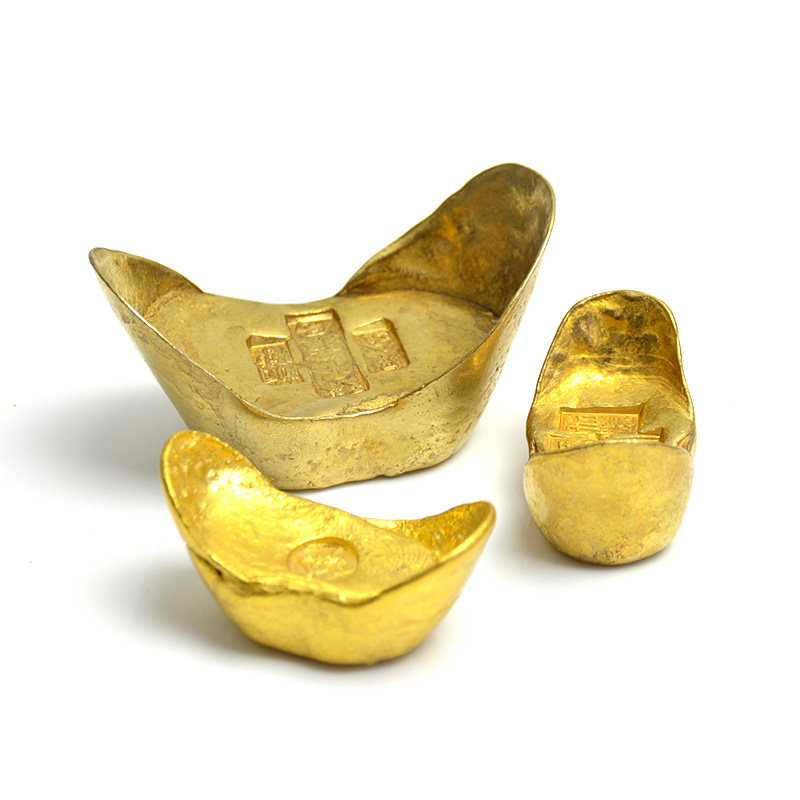 元宝金锭招财古代钱币仿古明清时期金元宝金币摆件