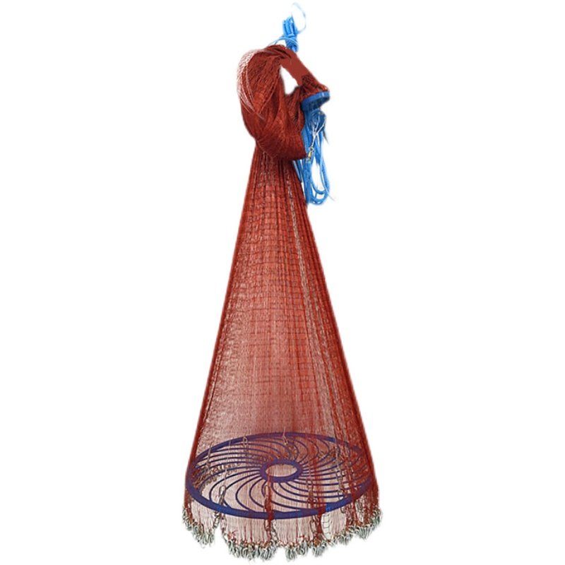 撒网链条捕鱼自动手抛美式傻瓜渔网小眼飞盘鱼网