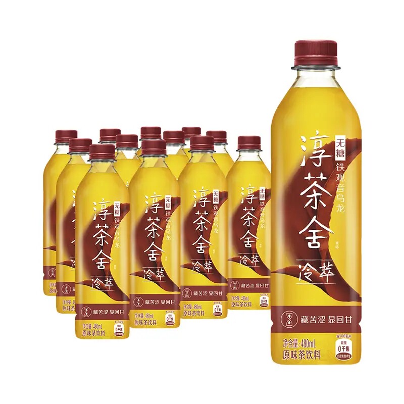 可口可乐茶舍冷萃无糖乌龙茶铁观音480mlx12瓶装整箱植物茶饮料