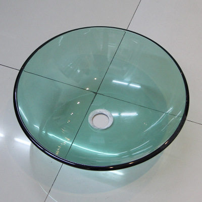 钢化玻璃台盆清光圆台中洗手洗脸圆型台上洁具浴室台上盆