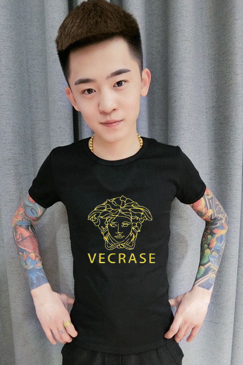 2020夏季精神小伙短袖男修身潮流社会人t恤紧身圆领网红半袖潮牌