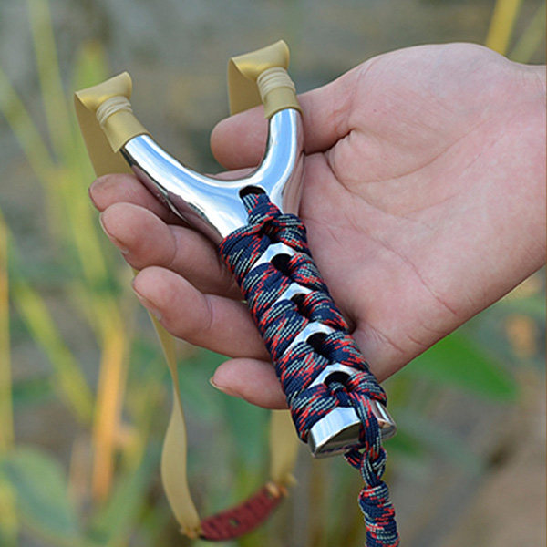 精准户外强力扁皮弹弓合金竞技飞虎叉大威力成人野战弹工绑皮筋款