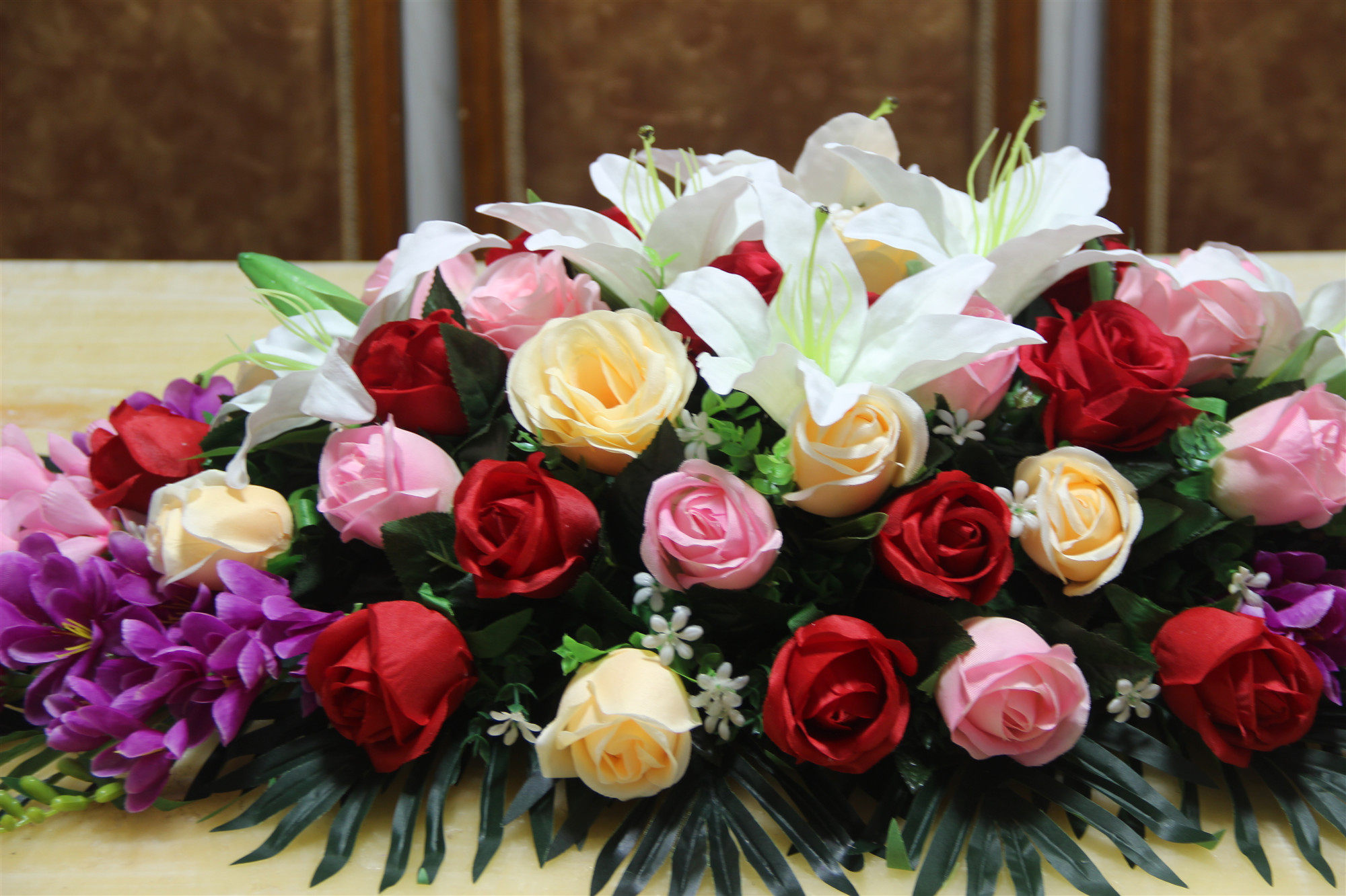 桌花仿真会议商务用花长桌办公室假花仿真花