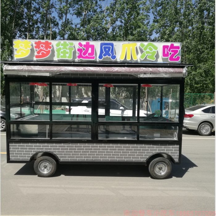 电动四轮熟食凉菜售卖移动小吃仿古流动摆摊美食车