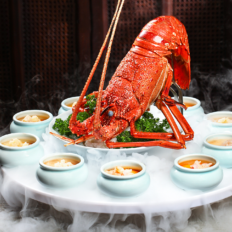 特色意境拼盘龙虾盘子干冰酒店澳龙陶瓷大号盘