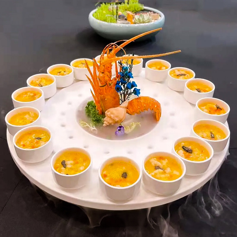 特色意境拼盘龙虾盘子干冰酒店澳龙陶瓷大号盘