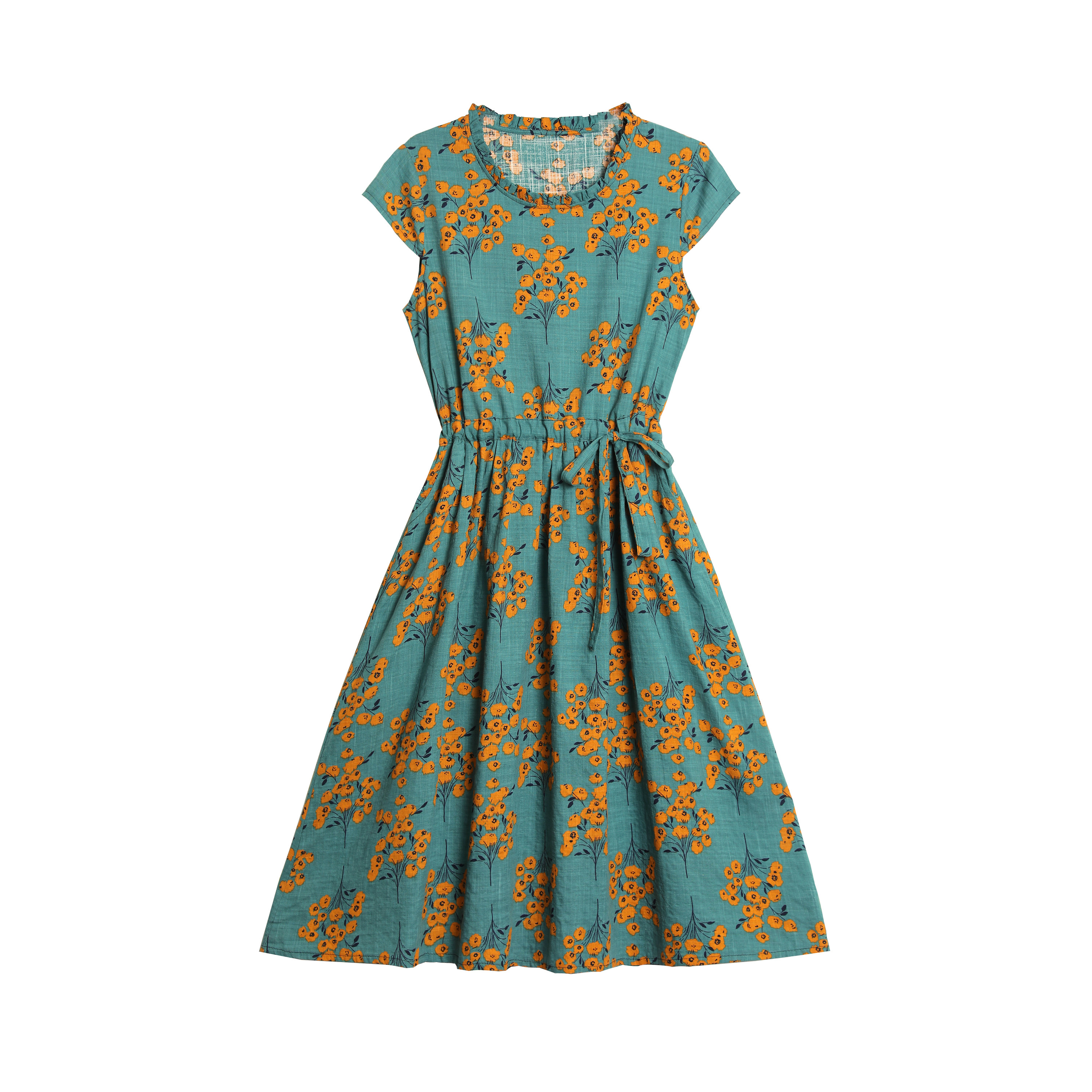 新款妈妈纯棉绸连衣裙女夏时尚外穿绵绸中长款中年夏装人造棉裙子