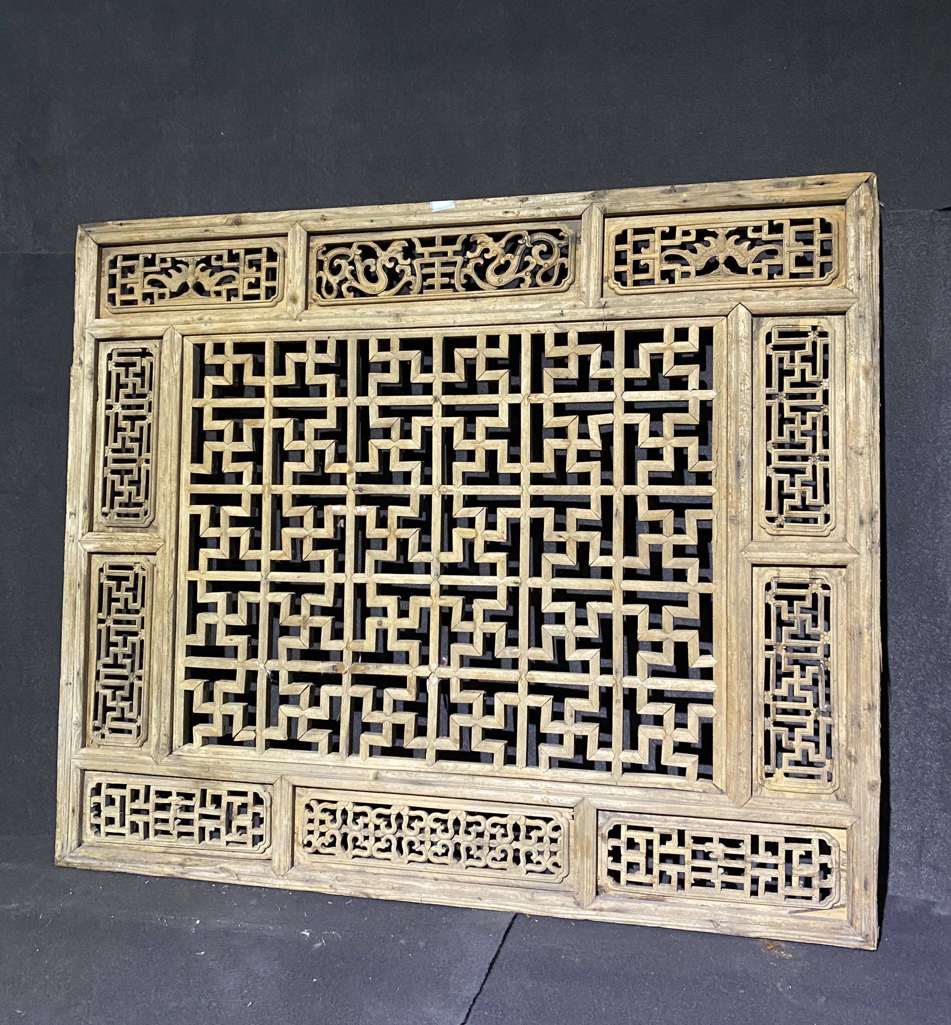 清代万字透雕大窗木雕古玩古董收藏挂屏挂件通花板