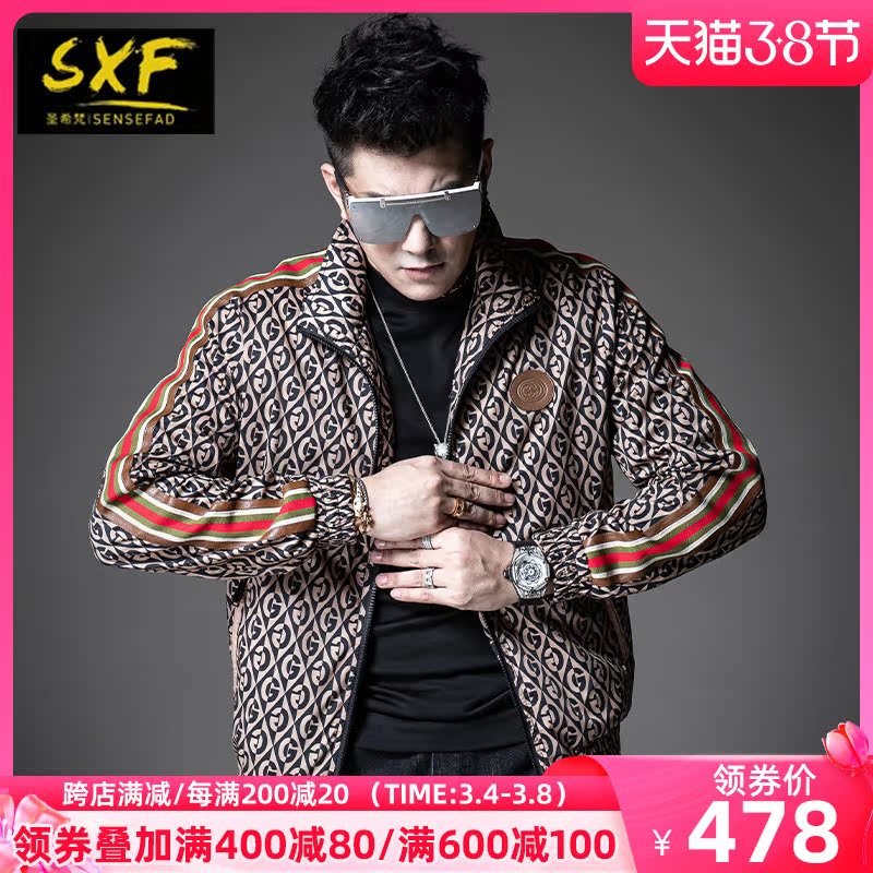 SXF圣希梵格子夹克男潮牌 夹棉衣服2021新款帅气褂子男士秋冬外套